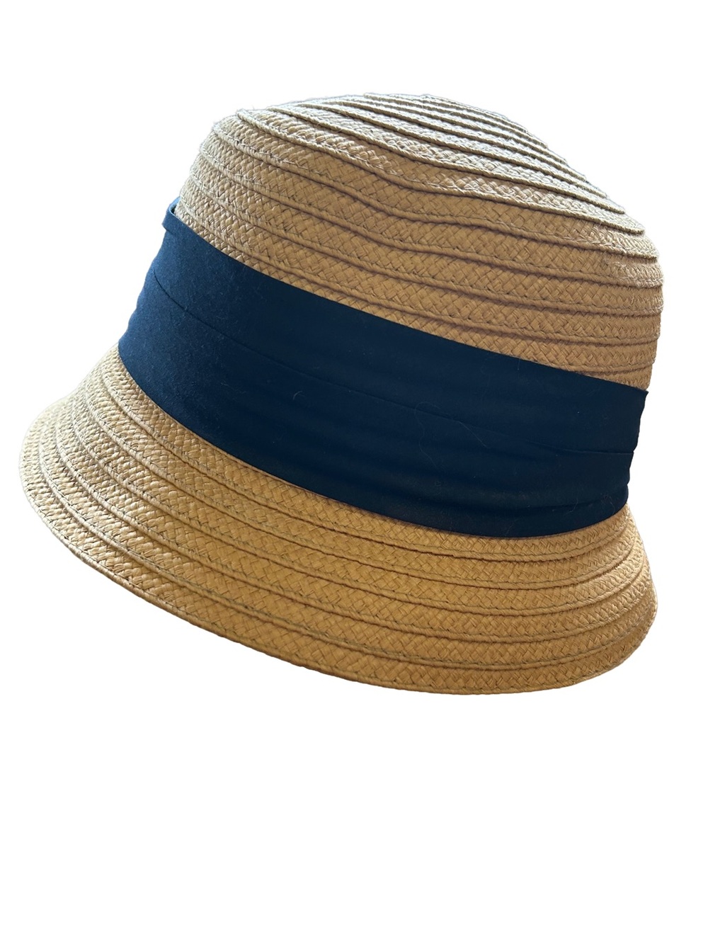 Target NWOT 2013 Braided Straw Cloche Bucket Hat - Beige/Navy - Picture 3 of 6